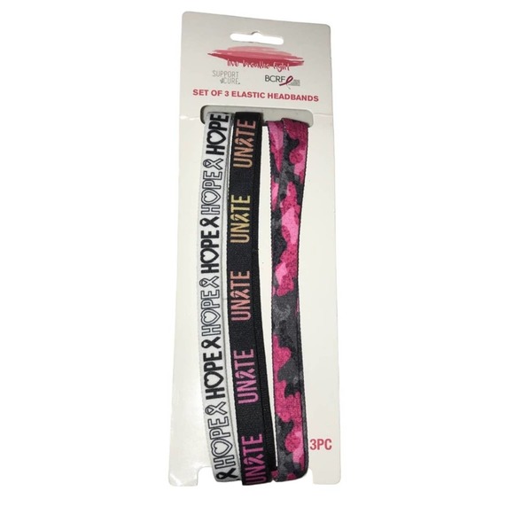 BREAST CANCER AWARENESS 3PK ELASTIC HEADBANDS - Picture 2 of 3